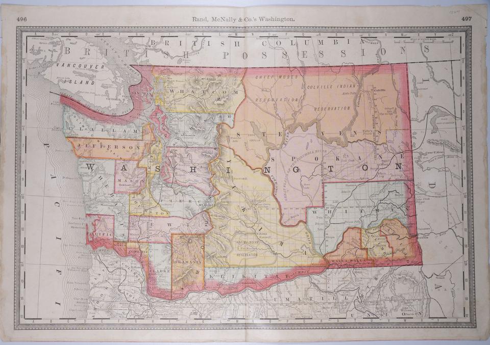 Washington state map, 1884